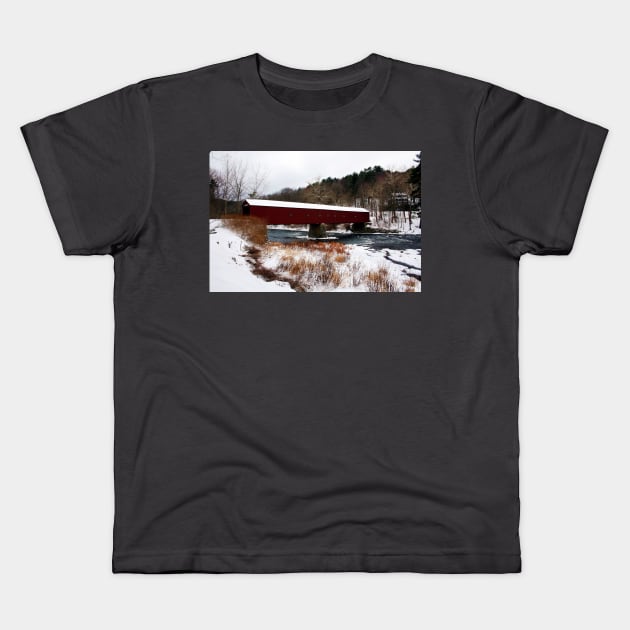 Covered Bridge In Connecticut Kids T-Shirt by Rob Johnson Photography